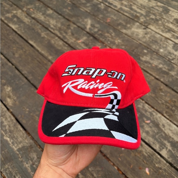 Vintage SNAP ON RACING hat red flag adjustable - Picture 1 of 6